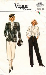 9426 VOGUE HIP JACKET, PULLOVER INSET BLOUSE, A-SKIRT, CUFF PANTS PATTERN 14-18